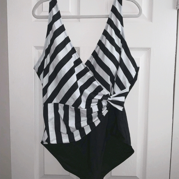 New York & Company Other - NY&C Black/White Stripe One Piece Swimsuit
